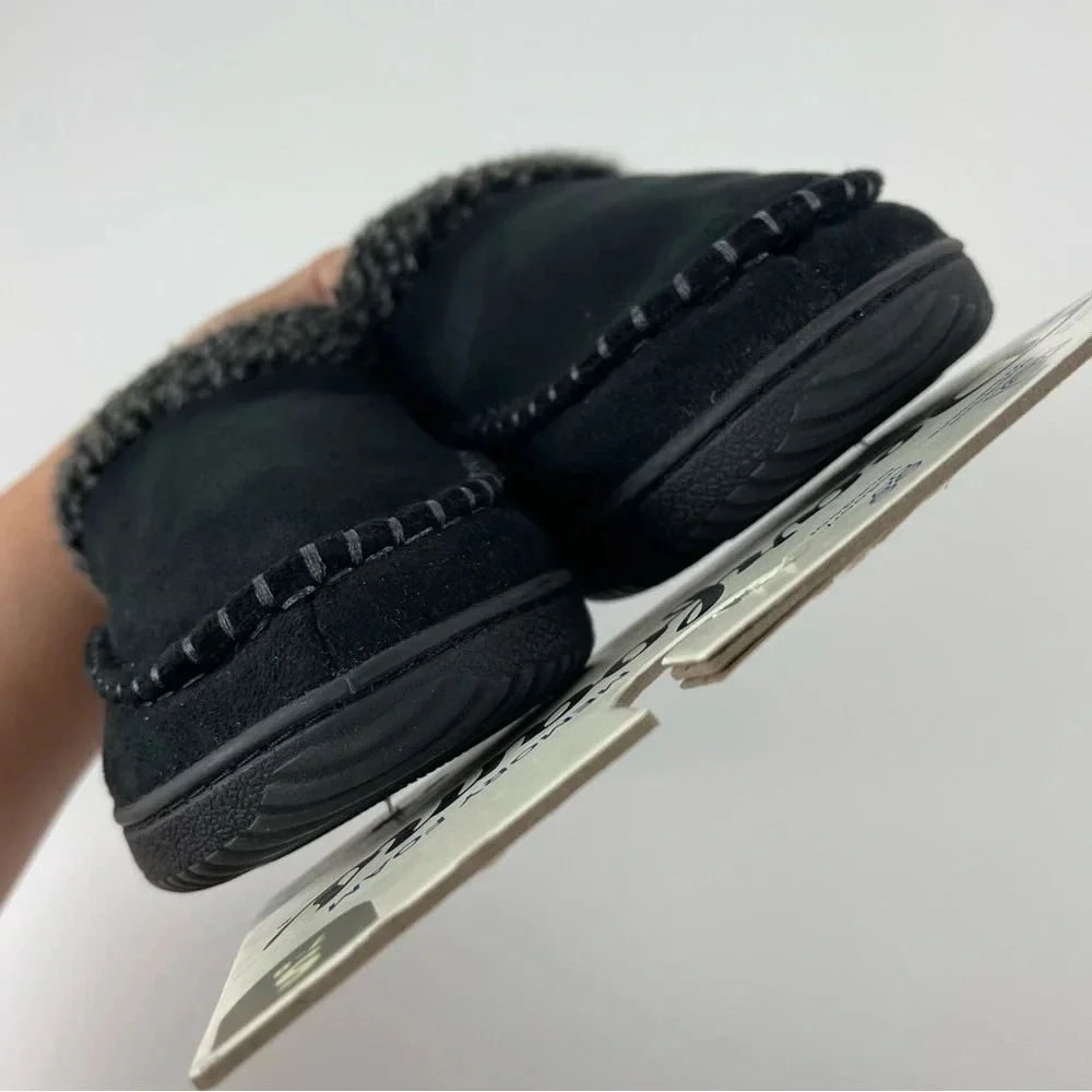 DearFoams Slippers Size Small Black Marshall Microsuede Clog Memory Foam NWT